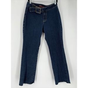 Vtg Kikit‎ Maurice Sasson Sassoon Denim Belted Stretch Wide Leg Flare Sz 12 Jean